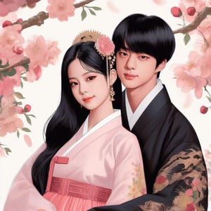 Retrato personalizado de Jin BTS, ilustración de dibujos animados personalizada, regalo para amantes de KPop BTS (oferta de cumpleaños de Jungkook), regalo de Navidad, regalo de San Valentín