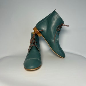 LL Boots "Shelby", Handmade Leather Boots, Vintage Design, Retro Style, Lace Up Ankle Boots, Unisex Swing Dance Shoes, Green or Any Color
