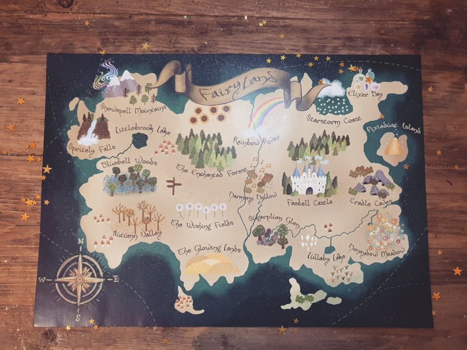 Fairyland Map Magical Fantasy Fairy Poster for Children and  Etsy UK