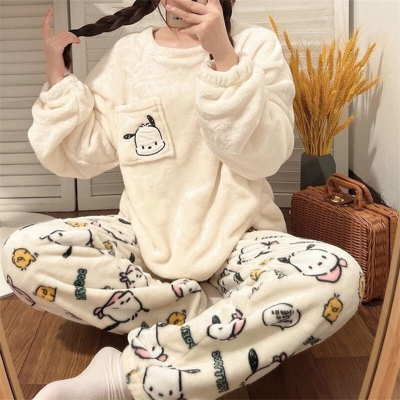 Cute Thick Pajama Set, Cosy Flece Pyjamas, Super Warm Winter Pjs, Soft ...