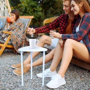 Adjustable side table V1 up to 39 cm/ 15in WHITE, bedside table, indoor & outdoor, weatherproof, folding organizer