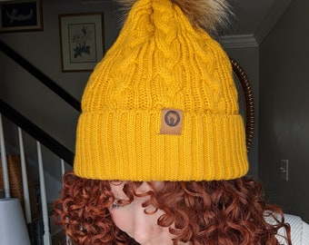 Satin lined Winter Beanie for Curly Hair