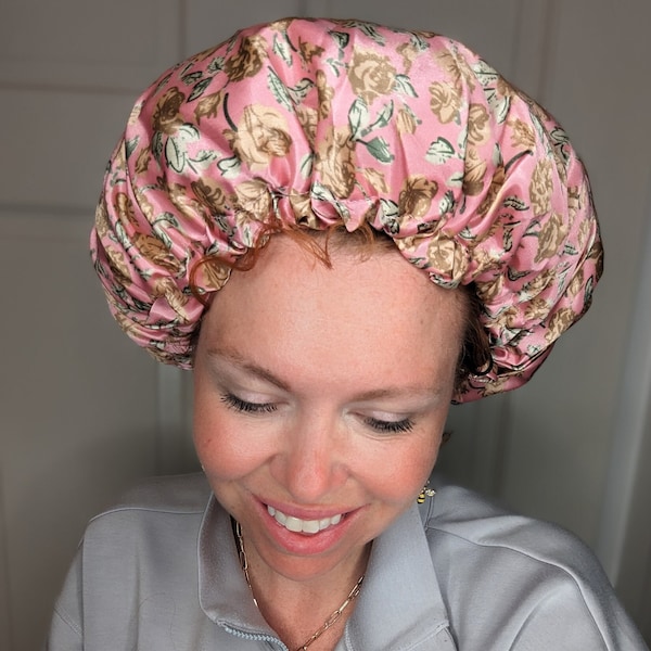 Satin Bonnet for short or fine curly girl.  Sleeping bonnet for curly hair.