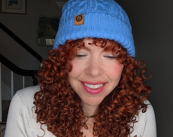 Satin lined WInter Beanie for Curly Hair