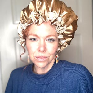 Reversible Satin Lined Bonnet for Curl Hair| Protect Your Curls Overnight | Anti-Frizz Sleeping Cap Large Size not adjustable