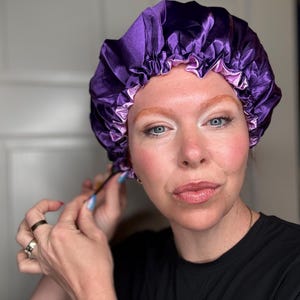 Adjustable Small Satin Lined, sleeping bonnet for curly hair – protective nightcap, frizz control, natural,comfortable fit. See L & XL
