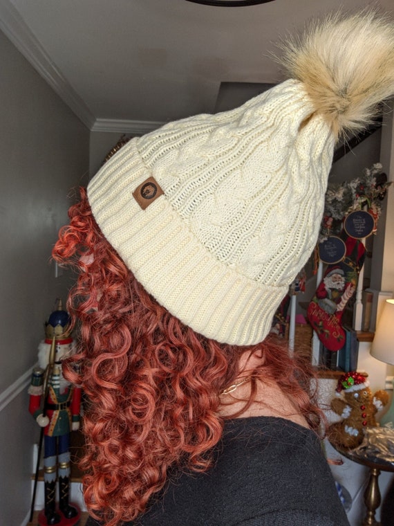 Satin Lined Winter Beanie for Curly 
