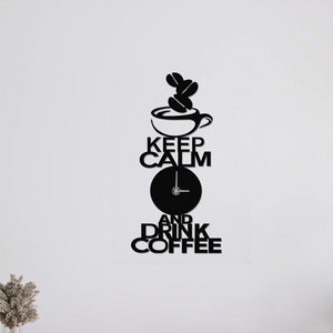 Bere caffè Orologi da parete, Orologio da parete, Orologio da parete moderno in metallo, Orologio da parete grande, Orologio minimalista, Arredamento soggiorno, Arredamento casa