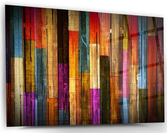Colorful Waves Wall Decor, Glass Wall Art, Frameless Free Floating Tempered Glass Panel, Home Office Living Room Decoration, Housewarming