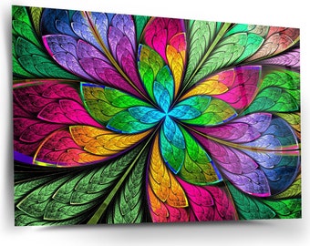Leaf Wall Decor, Glass Wall Art, Frameless Free Floating Tempered Glass Panel, Home Office Living Room Decoration, Housewarming Gift