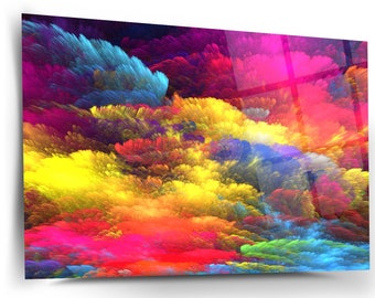 Clouds Wall Decor, Glass Wall Art, Frameless Free Floating Tempered Glass Panel, Home Office Living Room Decoration, Housewarming Gift