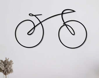 Metal Geometric Bicycle Wall Art, Metal Wall Art, Home Office Decoration, Cyclist Decor, Wall Hangings, Metal Art Work, Line Wall Art