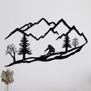 Metal Skier Decor, Metal Skier Wall Art, Metal Wall Art, Home Office Decoration, Wildlife Lover Gift, Wall Hangings, Metal Art Work
