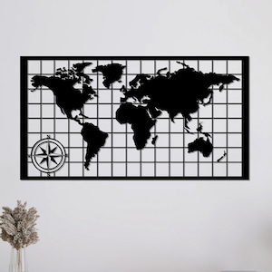 Metall große Weltkarte Dekor, Weltkarte Wandkunst, Metall Wandkunst, Home Office Dekoration, einzigartige Geschenkidee, Wandbehang, Metallkunstwerk