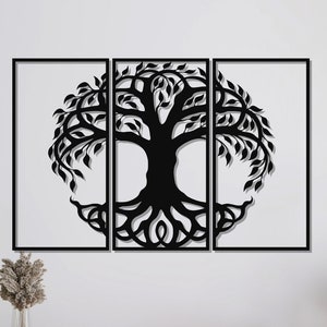 Metal Tree Decor, Tree of Life Wall Art, Metal Wall Art, Home Office Decoration, Unique Gift Idea, Wall Hangings, Metal Art Work, 3Panel Art