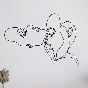 Metal 2 Women Face Wall Art, Metal Wall Art, Home Office Decoration, Unique Gift for Line, Wall Hangings, Metal Art Work, Line Wall Art