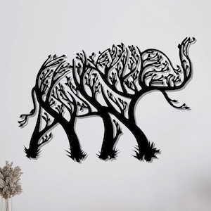 Metall Baum Elefant Wandkunst, Metall Wandkunst, Heimbüro Dekoration, Tierliebhaber Geschenk, Wandbehänge, Metallkunstwerk, Bauernhaus Dekor