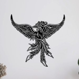 Metal Phoenix Wall Art, Metal Wall Art, Home Office Decoration, Unique Gift for Him, Wall Hangings, Metal Art Work, Phoenix Lover Gift