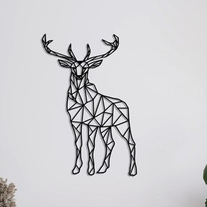 Metal Deer Decor, Geometric Deer Wall Art, Metal Wall Art, Home Office Decoration, Wildlife Lover Gift, Wall Hangings, Metal Art Work