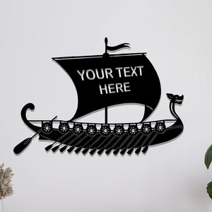 Metal Personalized Viking Ship Decor, Personalized Wall Art, Metal Wall Art, Home Office Decoration, Unique Gift, Wall Hangings, Metal Art