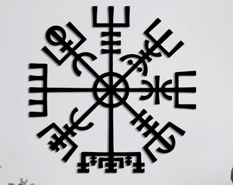 Metall Vegvisir, Metall Helm der Ehrfurcht Wandkunst, Metall Wandkunst, Home Office Dekoration, einzigartiges Geschenk, Wandbehänge, Metallkunstwerk