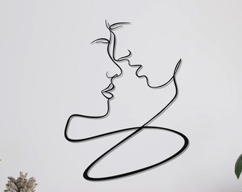 Metal Lovers Wall Art, Metal Wall Art, Home Office Decoration, Unique Gift for Line, Wall Hangings, Metal Art Work, Line Wall Art, Couple