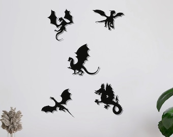 Metal Dragons Wall Art, Metal Wall Art, Home Office Decoration, Regalo unico per tutti, Wall Hangings, Metal Art Work, Dragon Set Lover Gift