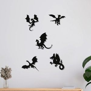 Metal Dragons Wall Art, Metal Wall Art, Home Office Decoration, Unique Gift for All, Wall Hangings, Metal Art Work, Dragon Set Lover Gift