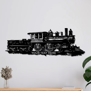 Metal Personalized Black Train Decor, Personalized Wall Art, Metal Wall Art, Home Office Decoration, Unique Gift, Wall Hangings, Metal Art