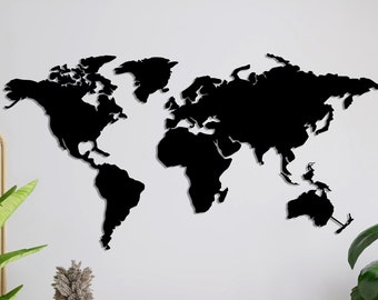 Metal World Map Decor, Metal World Map Wall Art, Metal Wall Art, Home Office Decoration, Unique Gift Idea, Wall Hangings, Metal Art Work
