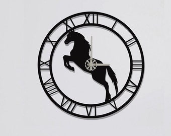 Horse Clocks for Wall, Wall Clock, Modern Metal Wall Clock, Large Wall Clock, Minimalist Clock, Living Room Decor, Home Decor, Unique Clock