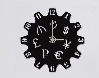 Monetary Wall Clock, Wall Clock, Modern Metal Wall Clock, Large Wall Clock, Minimalist Clock, Living Room Decor, Home Decor, Unique Clock