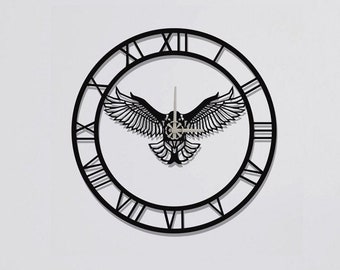 Eagle Clocks for Wall, Wall Clock, Modern Metal Wall Clock, Large Wall Clock, Minimalist Clock, Living Room Decor, Home Decor, Adler Clock