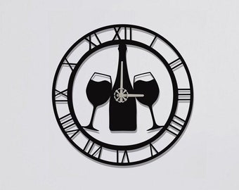 Wine Clocks for Wall, Wall Clock, Modern Metal Wall Clock, Large Wall Clock, Minimalist Clock, Living Room Decor, Home Decor, Bottle Clock