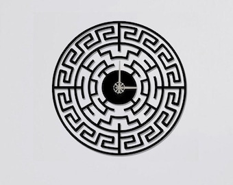 Greek Clocks for Wall, Wall Clock, Modern Metal Wall Clock, Large Wall Clock, Minimalist Clock, Living Room Decor, Home Decor, Unique Clock