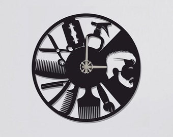 Barber Clocks for Wall, Wall Clock, Modern Metal Wall Clock, Large Wall Clock, Minimalist Clock, Living Room Decor, Home Decor, Barber Art