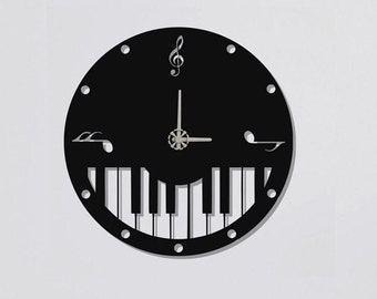Piano Clocks for Wall, Wall Clock, Modern Metal Wall Clock, Large Wall Clock, Minimalist Clock, Living Room Decor, Home Decor, Music Clock