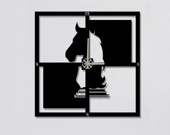 Chess Clocks for Wall, Wall Clock, Modern Metal Wall Clock, Large Wall Clock, Minimalist Clock, Living Room Decor, Home Decoration,Chess Art
