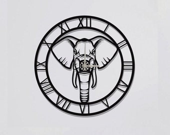 Elephant Head Clocks for Wall, Wall Clock, Modern Metal Wall Clock, Large Wall Clock, Minimalist Clock, Living Room Decor, Home Decor