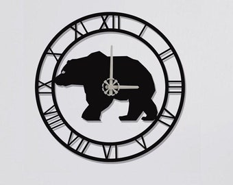 Bear Clocks for Wall, Wall Clock, Modern Metal Wall Clock, Large Wall Clock, Minimalist Clock, Living Room Decor, Home Decor, Bear Wall Art
