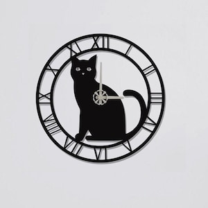 Cat Clocks for Wall, Wall Clock, Modern Metal Wall Clock, Large Wall Clock, Minimalist Clock, Living Room Decor, Home Decor, Cats Wall Art