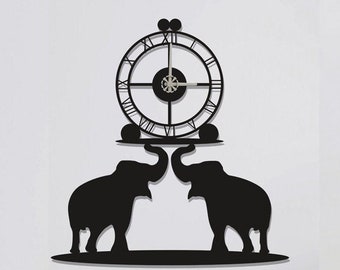 Elephants Clocks for Wall, Wall Clock, Modern Metal Wall Clock, Large Wall Clock, Minimalist Clock, Living Room Decor, Home Decor, Elephant