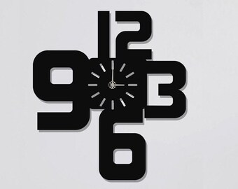 Bold Number Clocks for Wall, Wall Clock, Modern Metal Wall Clock, Large Wall Clock, Minimalist Clock, Living Room Decor, Home Decor