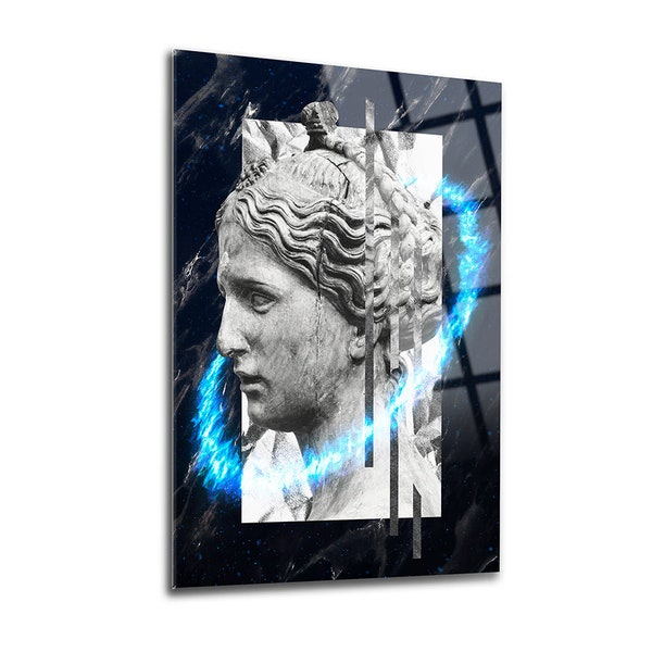 Roman Princess Wall Decor,Glass Wall Art,Frameless Free Floating Tempered Glass Panel, Home Office Living Room Decoration, Housewarming Gift