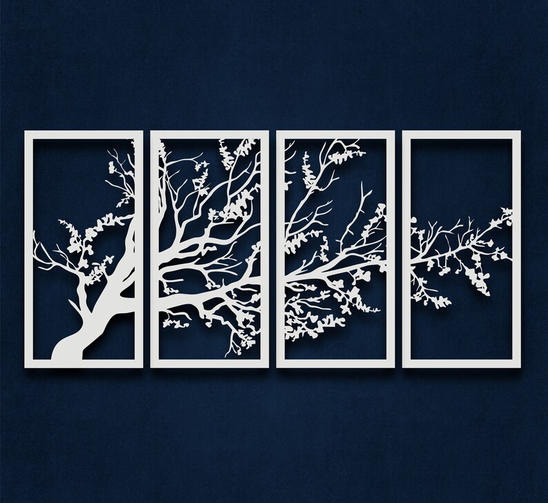 Tree of Life 4 Panel Wall Decor Metal Wall Art Home Office Etsy