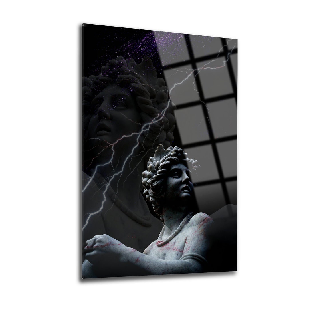 Ancient Greek Wall Decor, Glass Wall Art, Frameless Free Floating