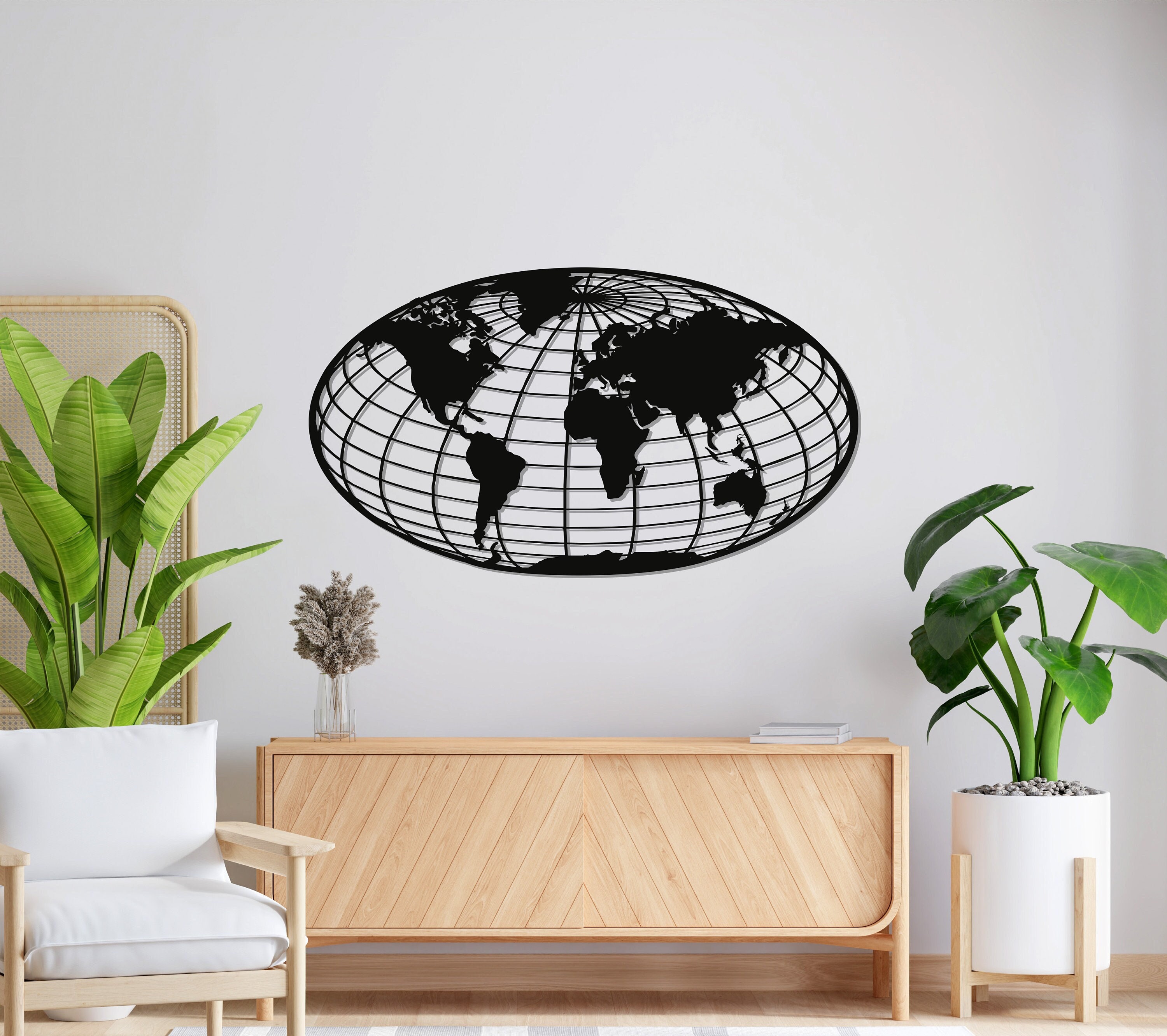 Metal World Map Meridian Decor World Map Wall Art Metal Wall - Etsy