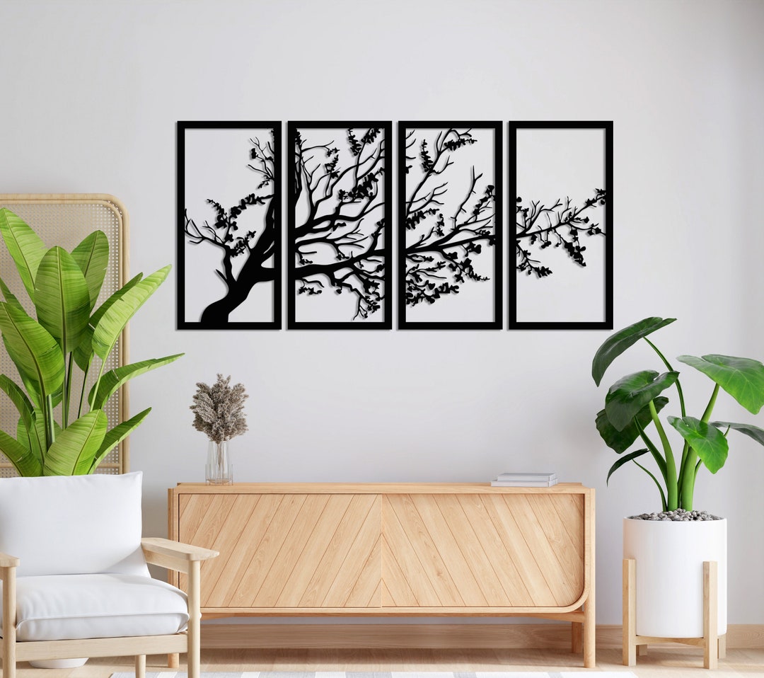 HOMEOART 3er Set Wandbilder „Lila Pflaumenblüte“ – 30,5 X 40,6 Cm, Gerahmt, Fertig Zum Aufhängen