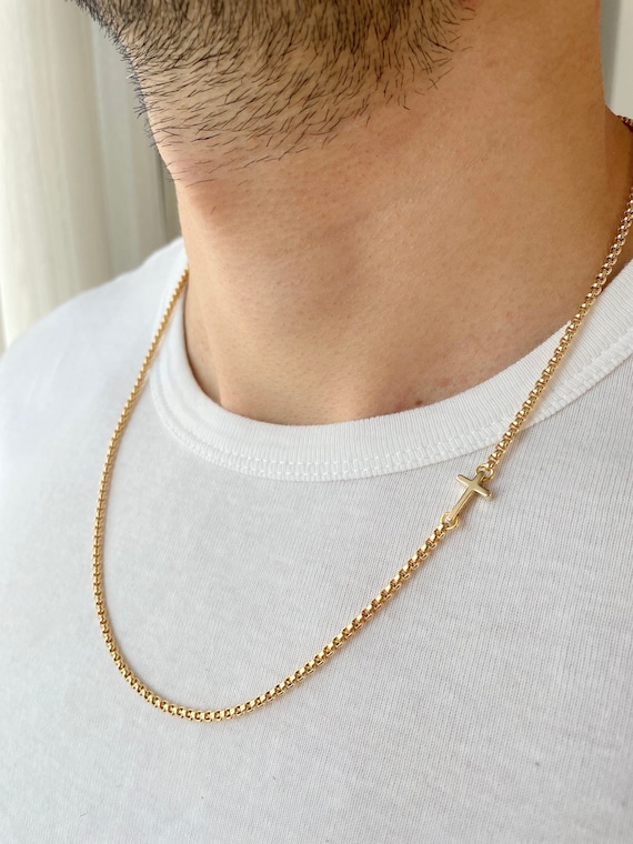 Men's sideways cross necklace deals