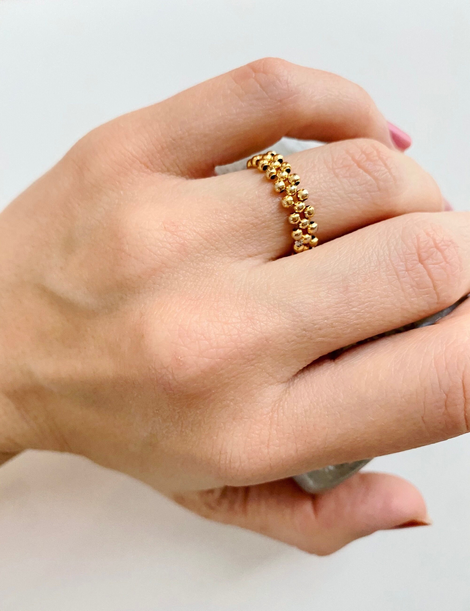 Chunky Gold Ring Beaded Gold Filled 